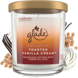 Glade Candle Jar, Large Candle Infused with Essential Oils, Air Freshener for Home Decor, Toasted Vanilla Cream, 16oz