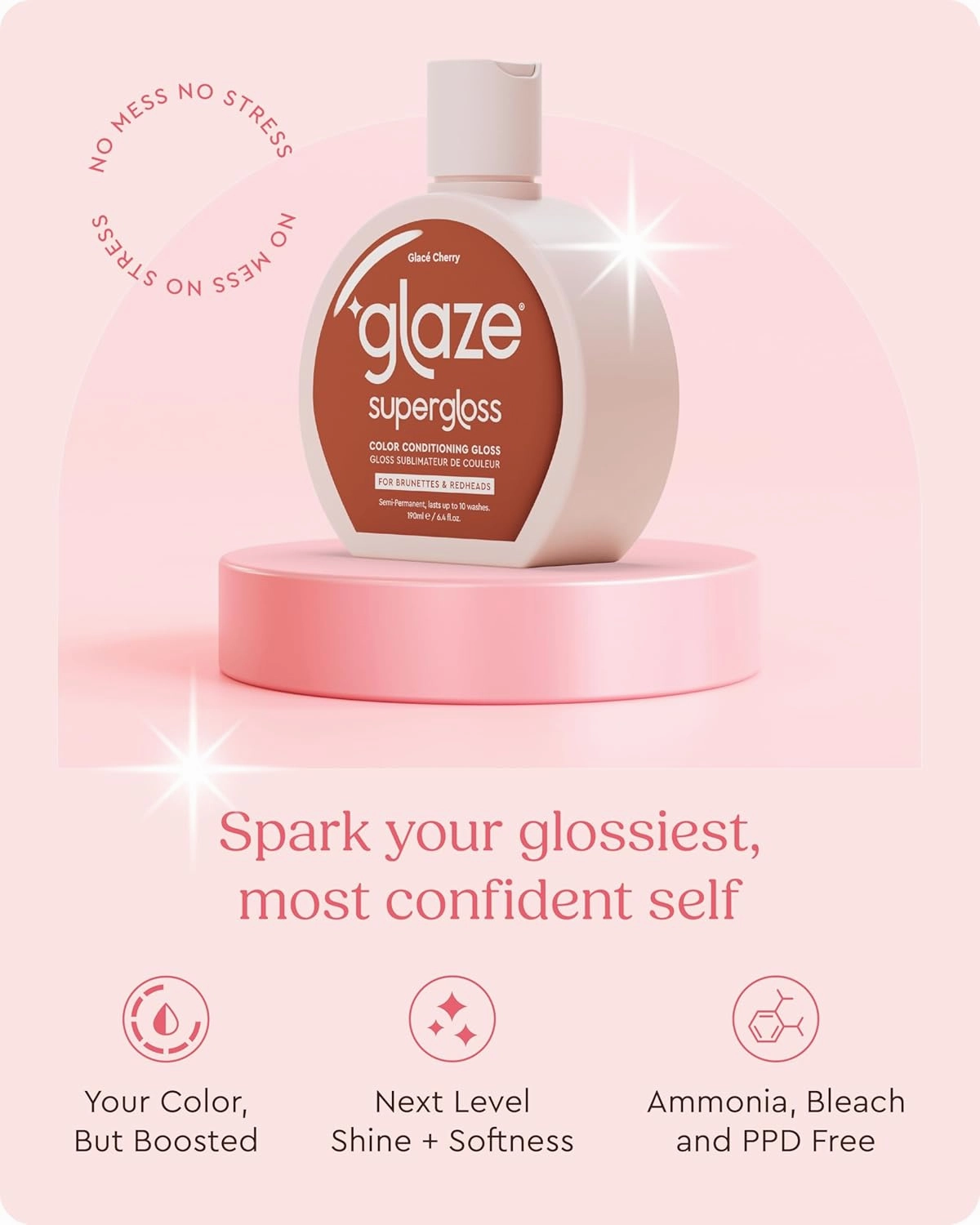 Glaze Conditioning Gloss - Tinted Moisturizer for Vibrant Red/Auburn Hair - Boosts Color, Repairs Damage & Adds Mirror Shine - Glace Cherry, 6.4 oz