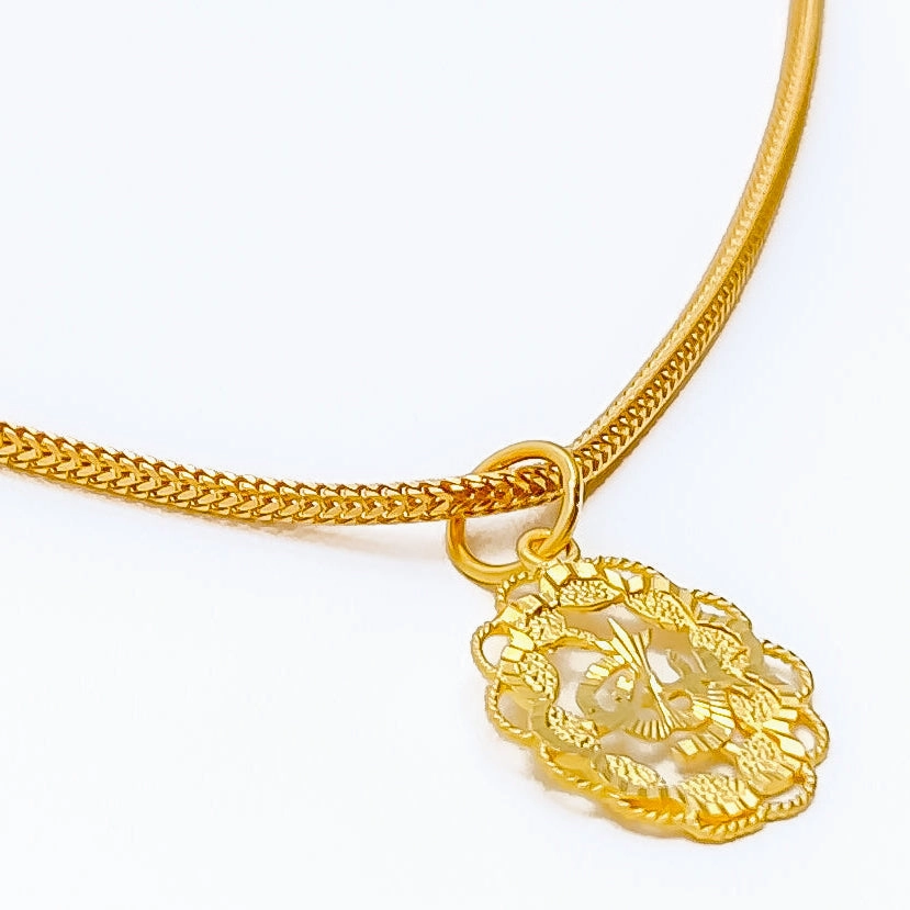 Glistening Textured 22k Gold Allah Pendant