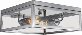 Globe Electric 65747 Memphis Light Flush Mount, Chrome with Clead Glass Panes, 5.12", Bulb Not Included