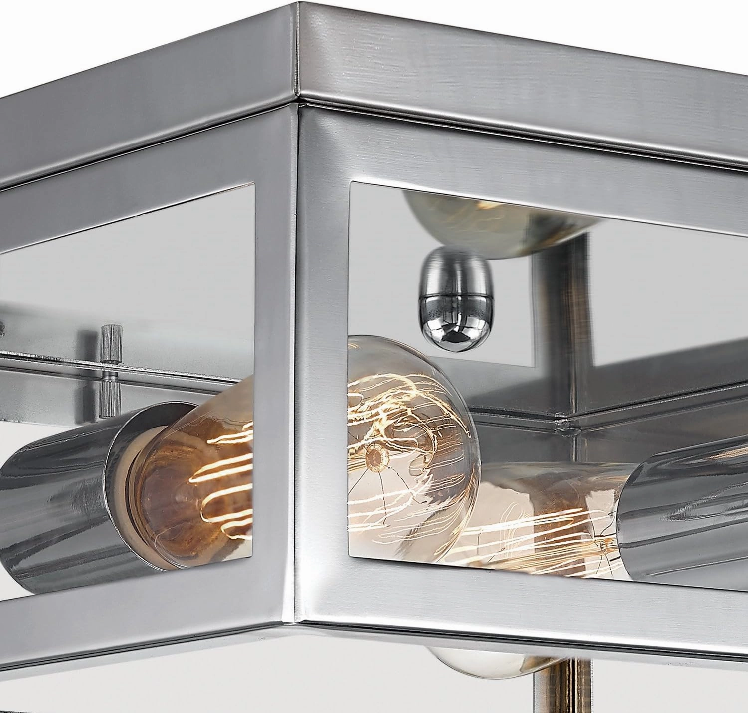 Globe Electric 65747 Memphis Light Flush Mount, Chrome with Clead Glass Panes, 5.12", Bulb Not Included