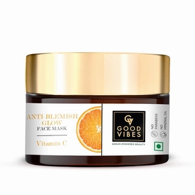Good Vibes Vitamin C Glow Face Mask | Deep Cleansing Hydrating Softening Face Pack For All Skin Types | Rich in Antioxidants & Helps Clear Dark Spots | No Parabens & Sulphates (50 g/1.76 Oz)
