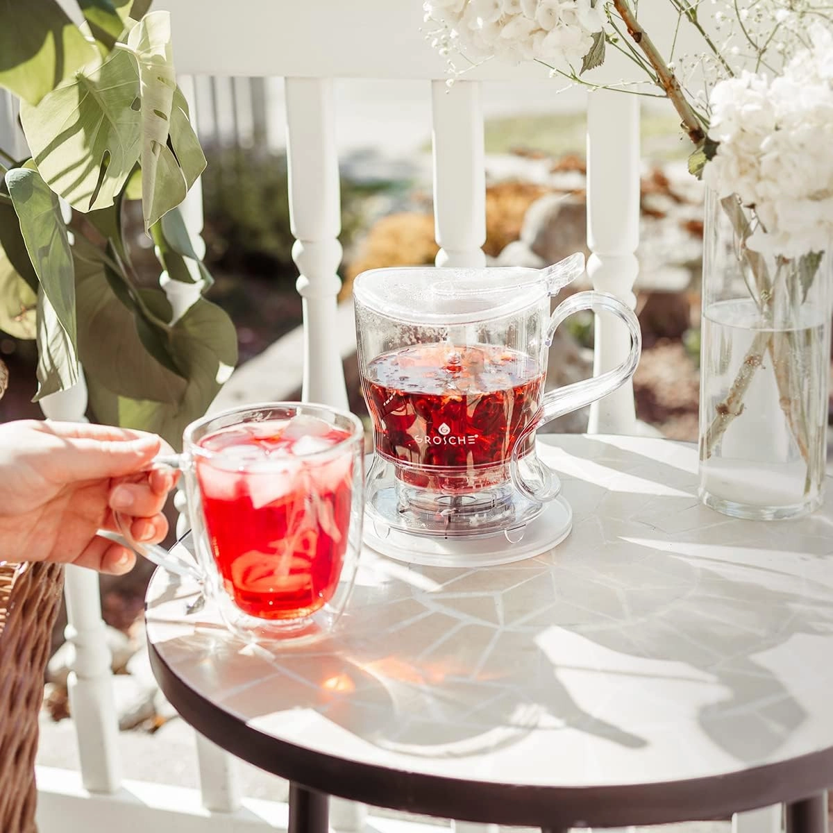 GROSCHE Aberdeen Tea Infuser Teapot & Smart Tea Maker - BPA-Free, Drip-Free Design | Coaster | Easy Brew | Easy Clean Steeper | Loose Leaf Brewing - Stylish Design | 17.7 oz - 1000 ml