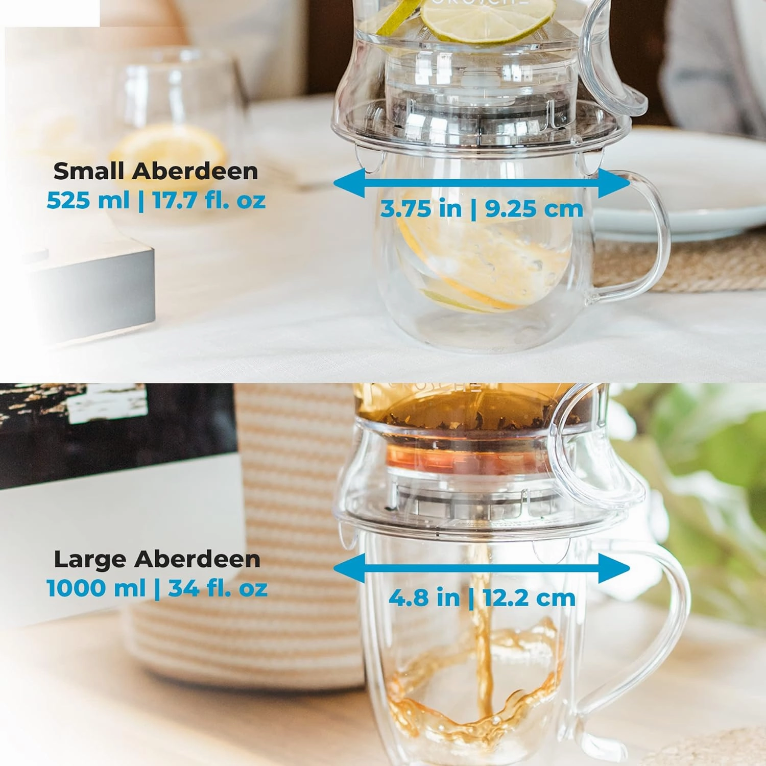 GROSCHE Aberdeen Tea Infuser Teapot & Smart Tea Maker - BPA-Free, Drip-Free Design | Coaster | Easy Brew | Easy Clean Steeper | Loose Leaf Brewing - Stylish Design | 17.7 oz - 1000 ml