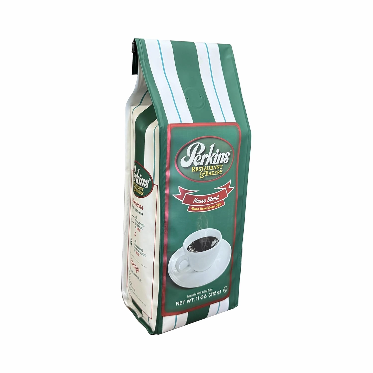 Ground Coffee, Medium Roast, Perkins House Blend 100% Arabica Beans, 11oz Bag