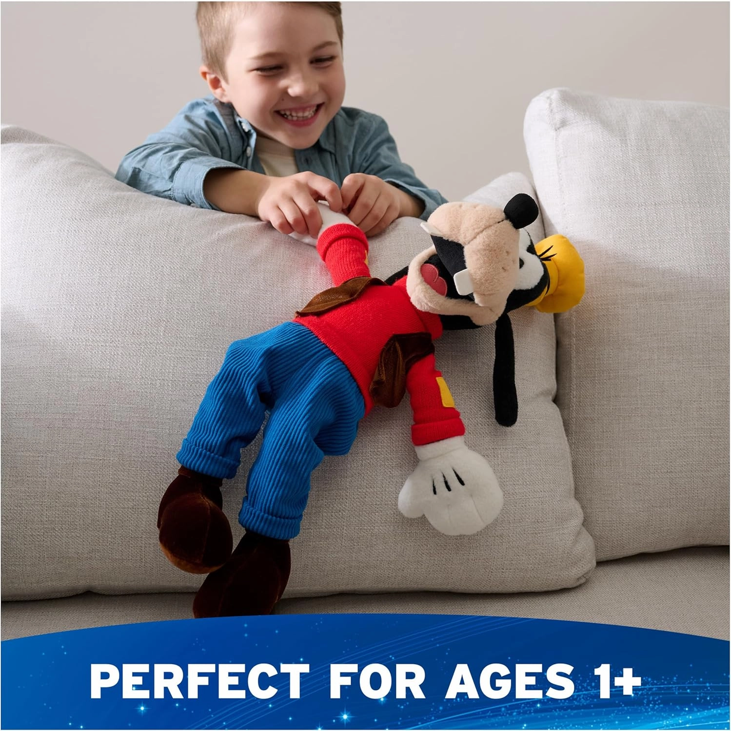GUND Disney Official Goofy Classic Plush, Mickey and Friends, Deluxe Collector Stuffed Animal for Ages 1 and Up, Blue/White, 14”