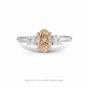 Halo Emerald Champagne Solar Diamond 18K Rose Gold Ring