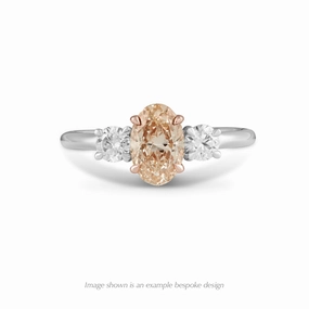 Halo Oval Champagne Solar Diamond 18K Rose Gold Ring