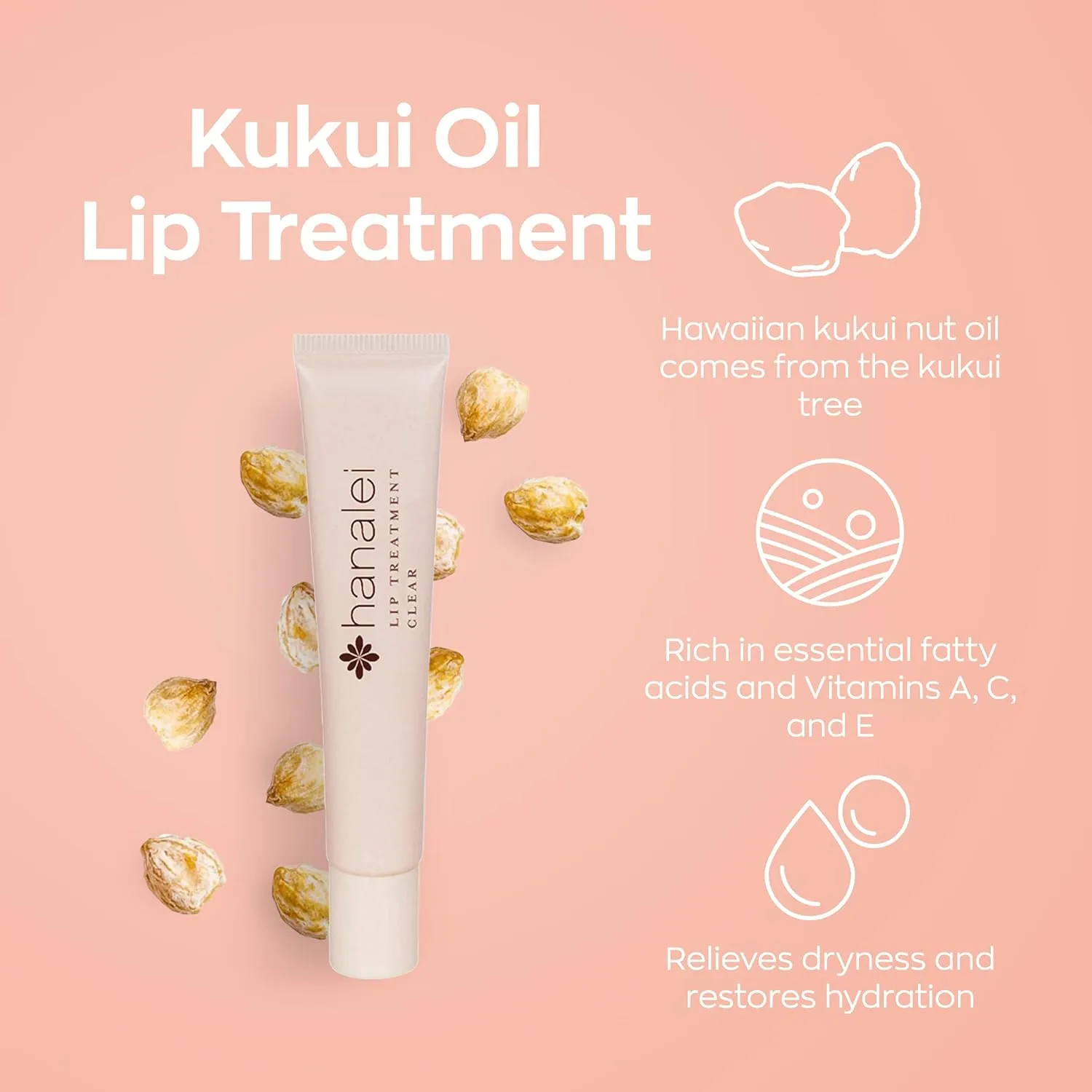 Hanalei Hydrating Lip Treatment Balm – Cruelty-Free, Paraben-Free Moisturizer for Severely Dry, Chapped Lips – Kukui Oil, Shea Butter & Grapeseed Oil – Clear Tint, Travel-Size 3-Pack (5ml X 3)
