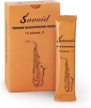 Handcrafted Tenor Saxophone Reeds 3.0 – Premium Natural Cane, Warm & Rich Tone, Durable & Consistent, Thinner Tip for Easy Play, Individually Packed with Portable Reed Case (Box of 10)