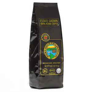 Hawaiian Kona Coffee Whole Bean - 16 oz, Kona Gold Coffee by Kona Gold Rum Co. - Freshly Roasted Medium/Dark Roast Extra Fancy - 100% Kona Coffee | Peach Notes With Creamy Tones