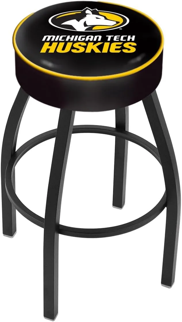 HBS L8B1-4" Boise State Cushion Seat with Black Wrinkle Base Swivel Bar Stool by The Holland Bar Stool Company