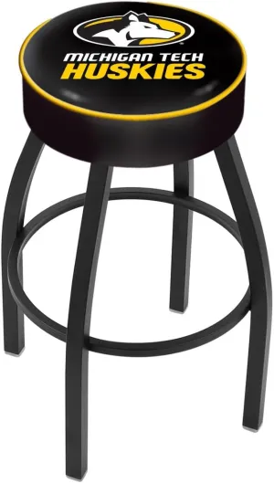 HBS L8B1-4" Boise State Cushion Seat with Black Wrinkle Base Swivel Bar Stool by The Holland Bar Stool Company