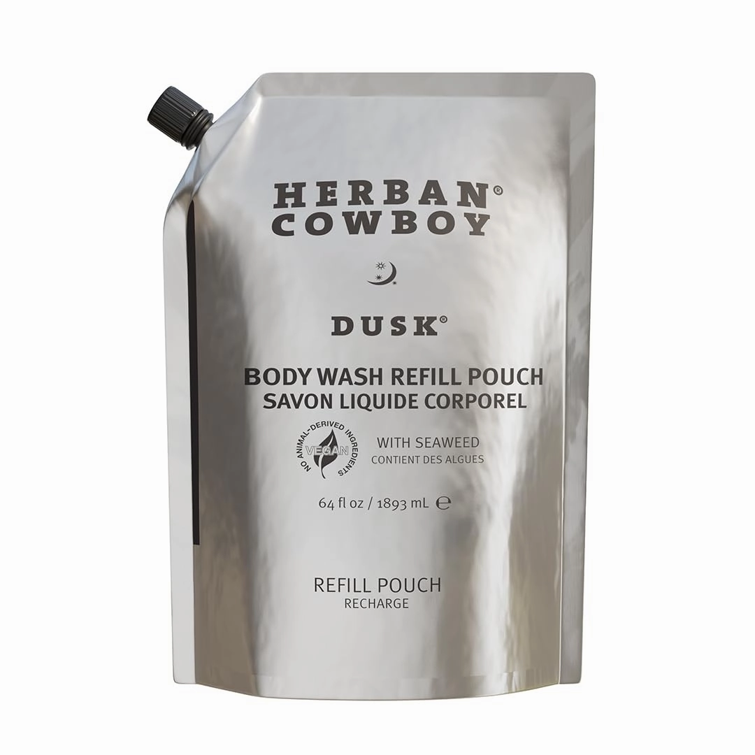 Herban Cowboy Body Wash, Rich Cologne Scent, Enhanced with Plant-Powered Ingredients, Vegan Body Wash (Dusk, 64 Ounce Full Refill Pouch)