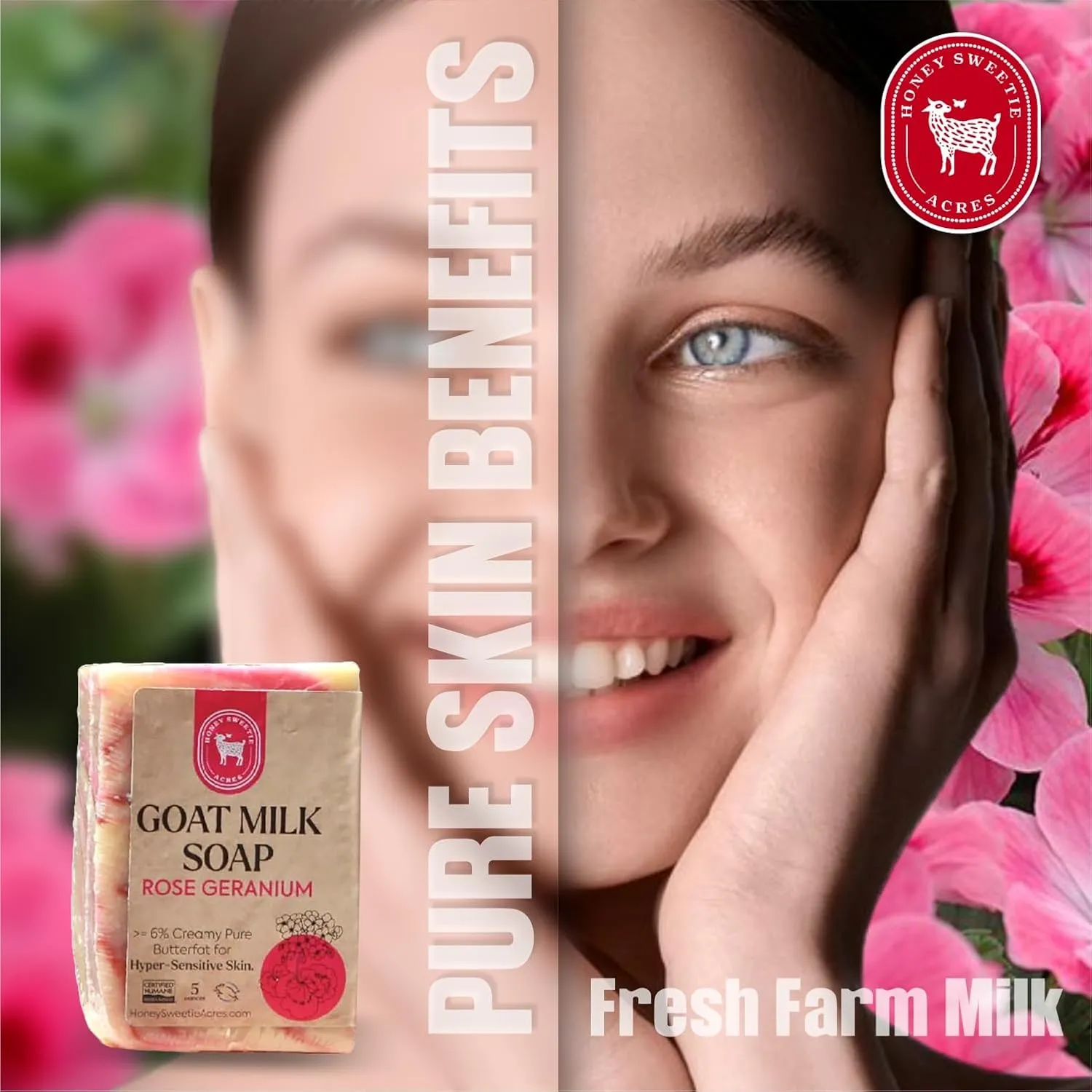 Honey Sweetie Acres 2-Pack Rose Geranium Goat Milk Soap - Handmade 5 oz Bar, Made with Natural Ingredients, Moisturizing & Gentle, Made in the USA