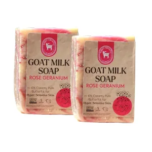 Honey Sweetie Acres 2-Pack Rose Geranium Goat Milk Soap - Handmade 5 oz Bar, Made with Natural Ingredients, Moisturizing & Gentle, Made in the USA