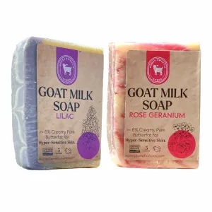 Honey Sweetie Acres Fresh Off the Goat 2-Pack of Lilac & Rose Geranium Goat Milk Soap – 5 oz Body Bars, Natural & Moisturizing – Handcrafted and Made in USA