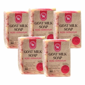 Honey Sweetie Acres 5-Pack Rose Geranium Goat Milk Soap - Handmade 5 oz Bar, Made with Natural Ingredients, Moisturizing & Gentle, Made in the USA