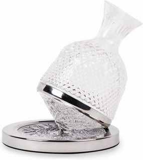 Hotel Collection Spin Wine Decanter | Premium Decanter for Aerating Wine Made from Crystal Clear Glass | Focus Scent Vapors and Remove Sediment - Decanter and Plate (Spin Decanter)