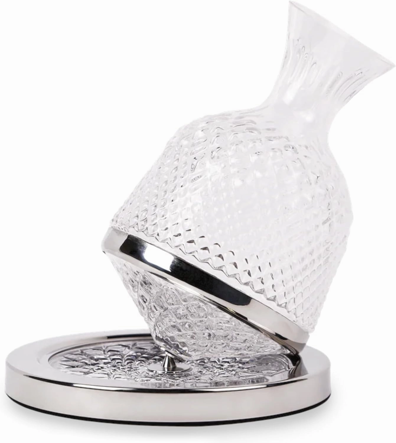 Hotel Collection Spin Wine Decanter | Premium Decanter for Aerating Wine Made from Crystal Clear Glass | Focus Scent Vapors and Remove Sediment - Decanter and Plate (Spin Decanter)