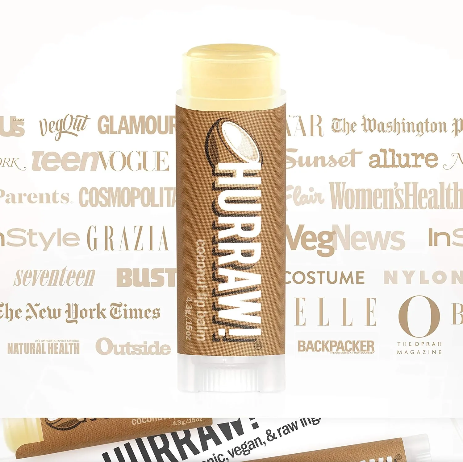 Hurraw! Coconut Lip Balm, 3 Pack: Organic, Certified Vegan, Cruelty and Gluten Free. Non-GMO, 100% Natural Ingredients. Bee, Shea, Soy and Palm Free. Made in USA