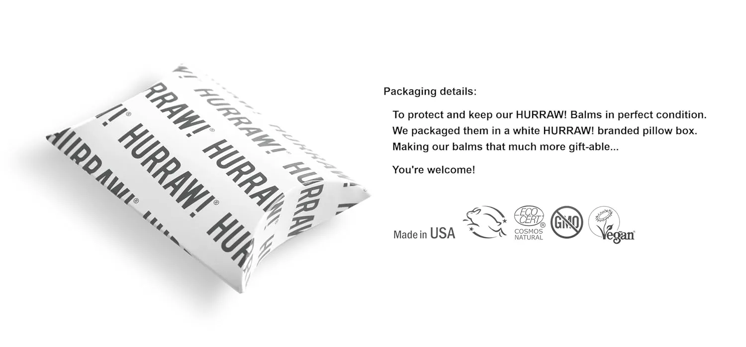 Hurraw! Coconut Lip Balm, 3 Pack: Organic, Certified Vegan, Cruelty and Gluten Free. Non-GMO, 100% Natural Ingredients. Bee, Shea, Soy and Palm Free. Made in USA