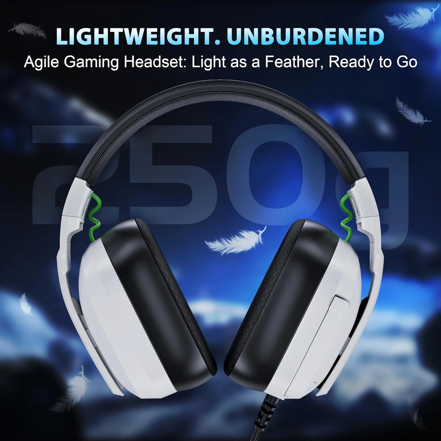 HW11 Gaming Headset for PS4,PS5,Xbox Series X,PC,Switch,Gaming Headphones with Noise Canceling Microphone,Computer Headset with 3.5mm Audio Jack,Folding Design (White)