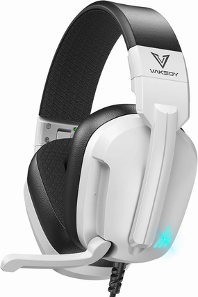 HW11 Gaming Headset for PS4,PS5,Xbox Series X,PC,Switch,Gaming Headphones with Noise Canceling Microphone,Computer Headset with 3.5mm Audio Jack,Folding Design (White)