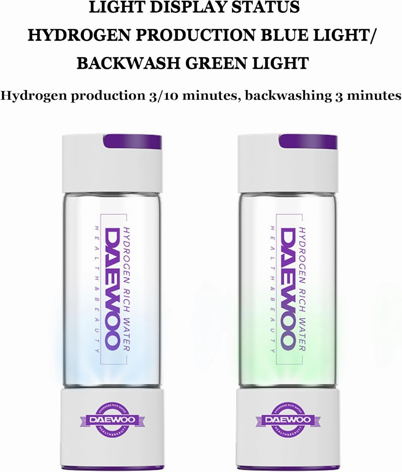 Hydrogen Water Bottle 2024, Portable Rechargeable Hydrogen Water Bottles Generator, 550mL, Concentration up to 1500-2000PPB, Purify and Enhance Water Quality