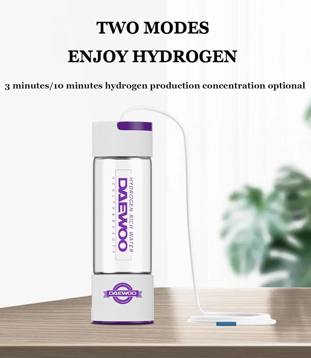 Hydrogen Water Bottle 2024, Portable Rechargeable Hydrogen Water Bottles Generator, 550mL, Concentration up to 1500-2000PPB, Purify and Enhance Water Quality
