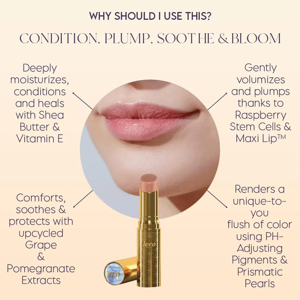 ieró Beauty 3-in-1 Moisturizing Vegan Tinted Lip Balm: Hydrating, Soothing Lip Serum   Plumping Balm   pH Reactive Tint | Shea Butter & Vitamin E | Antioxidant-rich Long Lasting Lip Care Paraben Free