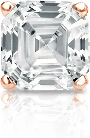IGI Certified 14k Rose Gold 4-Prong Basket Asscher Cut Diamond SINGLE STUD Earring (3/4 cttw, H-I, I1-I2)