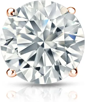 IGI Certified 14k Rose Gold 4-Prong Basket Round Diamond SINGLE STUD Earring (1 cttw, G-H, VS2-SI1)