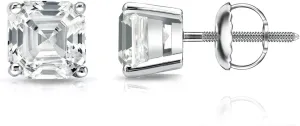 IGI Certified 18k White Gold 4-Prong Basket Asscher Cut Diamond Stud Earrings (1 cttw, H-I, I1-I2) SB