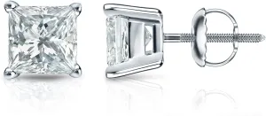 IGI Certified 18k White Gold 4-Prong Basket Princess-Cut Diamond Stud Earrings (1 1/2 cttw, H-I, I1-I2) SB