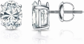 IGI Certified 14k White Gold 4-Prong Basket Oval Diamond Stud Earrings (1 cttw, G-H, VS2-SI1) SB