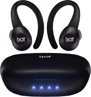iJoy Wireless Running Headphones with Charging Case   Removable Earhook- Bluetooth Wireless Earbuds with Charging Case- Sports Bluetooth Headphones IPX7 36 Hrs Playtime- Wireless Bluetooth Earbuds