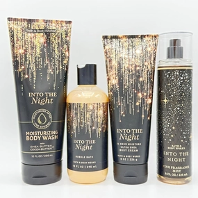 Into The Night 4-Piece Bath Bundle | Moisturizing Body Wash, Bubble Bath, Ultra Shea Body Cream and Fine Fragrance Mist