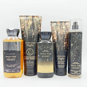 Into The Night 5-Piece Bath Bundle | Shower Gel, Moisturizing Body Wash, Daily Nourishing Body Lotion, Ultra Shea Body Cream and Fine Fragrance Mist