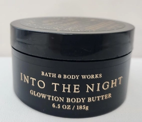 Into The Night Body Butter, by Bath and Body, with shea butter and cocoa butter, 24 hours of moisture, 6.5 OZ/185g