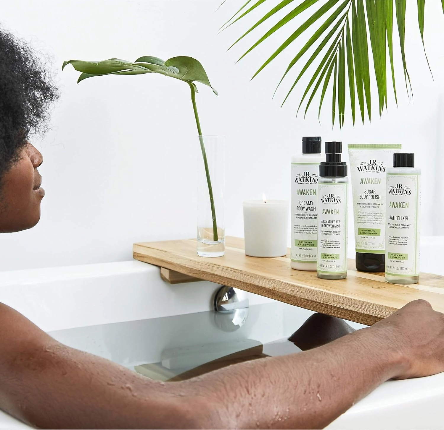J.R. Watkins Awaken Creamy Moisturizing Body Wash, Cleanses & Stimulates Senses, Natural Rosemary & Rosewood, 12 oz