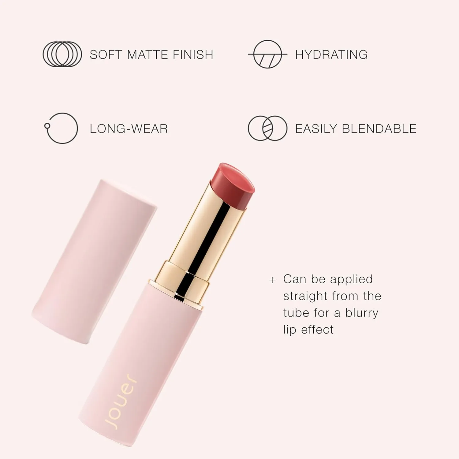 Jouer Balm Bouche Demi-Matte Lip-Fé​minité​ - Tinted Lip Balm - Hydrating Lip Tint Long Lasting - Matte Lip Color - Jojoba Seed Oil and Shea Butter Formula