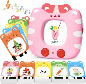 JoyCat Talking Flash Cards for 2  Toddlers Clear Voice & Thick Cards & Easy to Slide in and Out, Independent Play & Speech Development Toys, 16 Topics