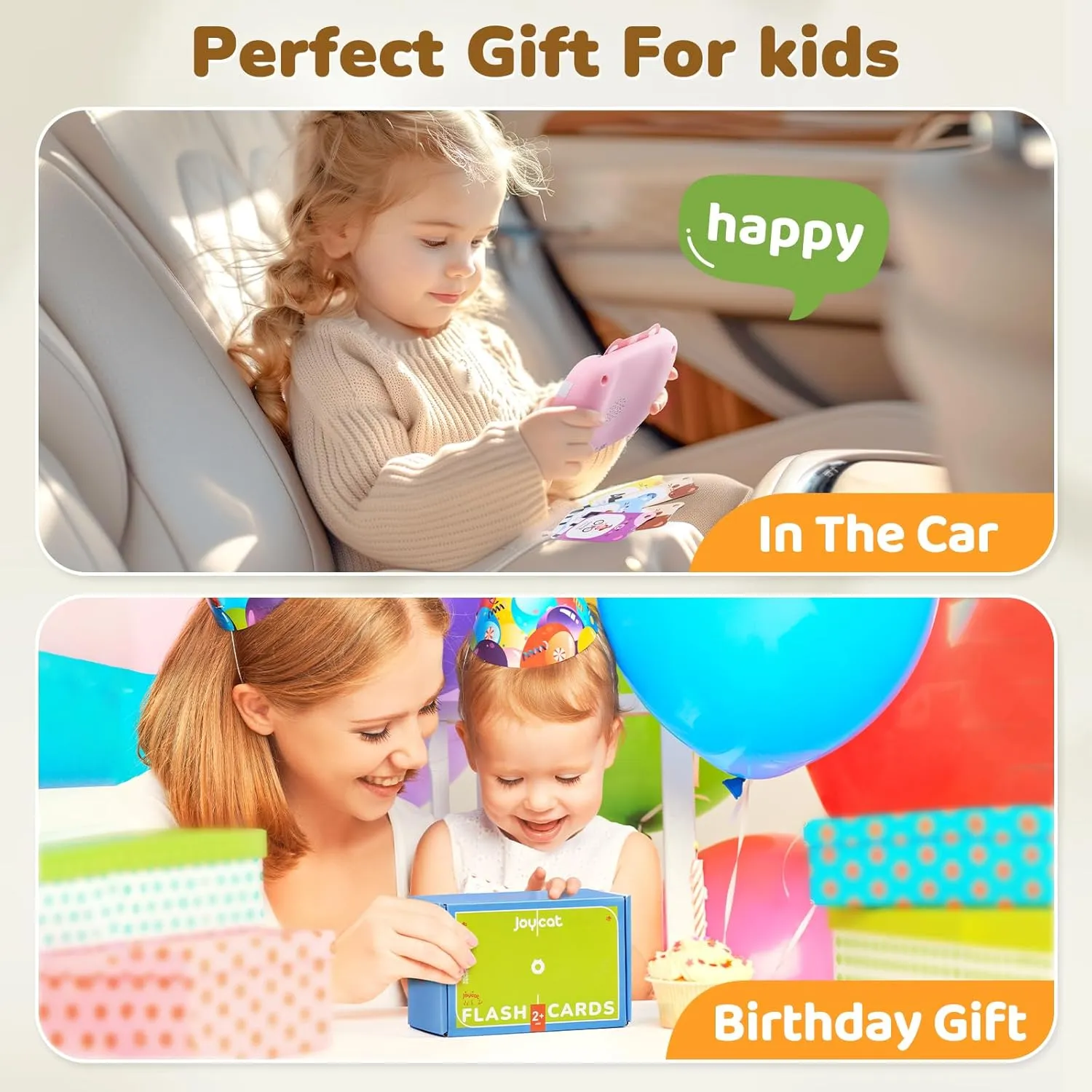 JoyCat Talking Flash Cards for 2  Toddlers Clear Voice & Thick Cards & Easy to Slide in and Out, Independent Play & Speech Development Toys, 16 Topics