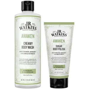 J.R. Watkins Beautiful Awakening Gift Set Kit, AWAKEN Creamy Body Wash & Sugar Body Polish