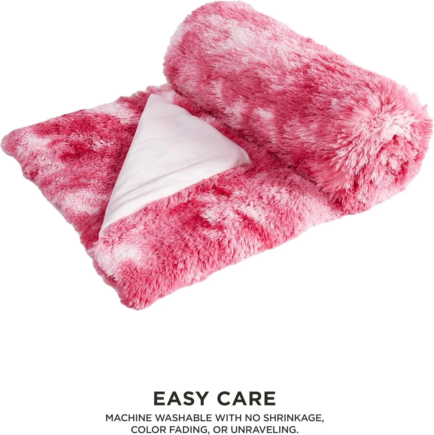 Juicy Couture Shaggy Faux Fur - Premium Throw Blanket - Living Room and Bedroom Décor - 50" x 70" Plush Throw, Pink Tie-Dye