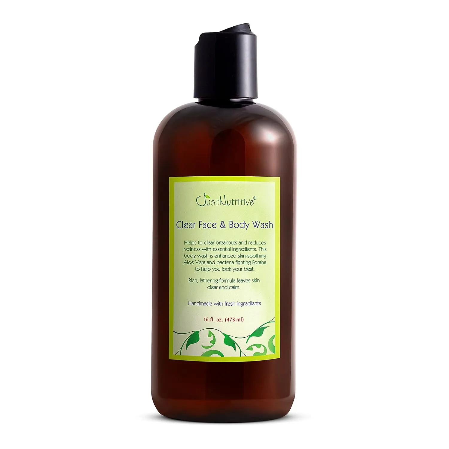 Just Nutritive Acne Clear Face and Body Wash | Adult Acne Treatment | Acne Face Wash | Face Skin Care | Back Acne Treatment | Acne Cleansers 16 Oz