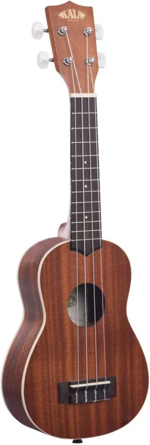 Kala Satin Mahogany Soprano Ukulele with White Binding (Brown)