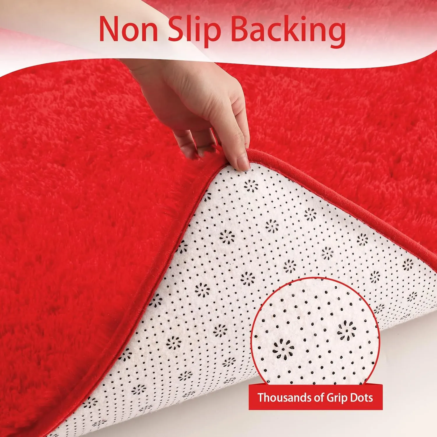 Keeko Fluffy Area Rugs for Bedroom Living Room, 4x5.3 Soft Plush Bedside Rug Modern Indoor Throw Rug Shag Fuzzy Nursery Carpet Non Slip Rugs for Kids Girls Baby Teen Dorm Room Home Decor Red