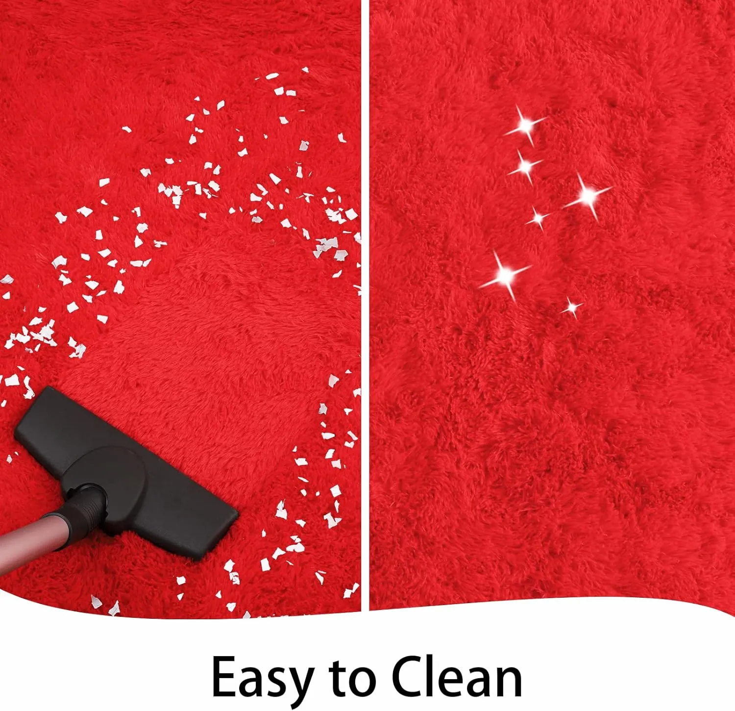 Keeko Fluffy Area Rugs for Bedroom Living Room, 4x5.3 Soft Plush Bedside Rug Modern Indoor Throw Rug Shag Fuzzy Nursery Carpet Non Slip Rugs for Kids Girls Baby Teen Dorm Room Home Decor Red